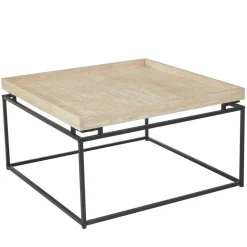 Table basse carrée avec plateau compartimenté réversible Duplix Effet Travertin Beige