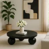 Table basse contemporaine design rond Bonnie Noir