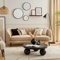 Table basse contemporaine design rond Bonnie Noir