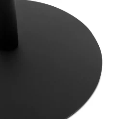 Table basse design ronde 'DILA' en bois finition naturelle et métal noir