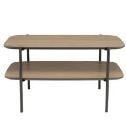 Table basse double plateau couleur mocha pieds métal noir JULIA