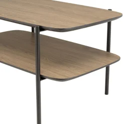 Table basse double plateau couleur mocha pieds métal noir JULIA