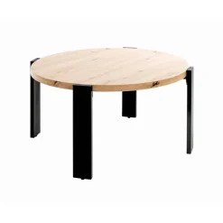 Table basse en tube d'acier peint par poudrage en noir, plateau en MDF