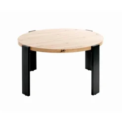 Table basse en tube d'acier peint par poudrage en noir, plateau en MDF