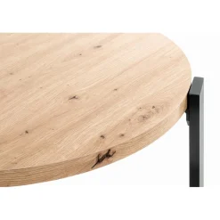 Table basse en tube d'acier peint par poudrage en noir, plateau en MDF