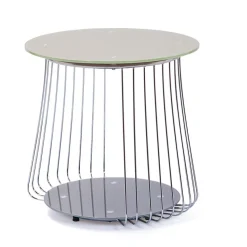 Table Basse en verre et Métal Chromé D50 cm