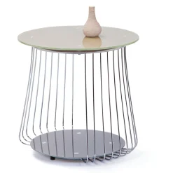 Table Basse en verre et Métal Chromé D50 cm