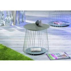 Table Basse en verre et Métal Chromé D50 cm