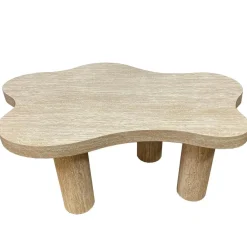 Table basse forme nuage Lagoon Effet Travertin Beige