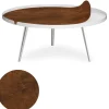 Table basse magnétique ronde à rebord Bipolart Métal Blanc avec 1 Top Effet simili de vachette