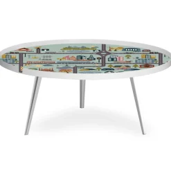 Table basse magnétique ronde à rebord Bipolart Métal Blanc avec 1 Top City