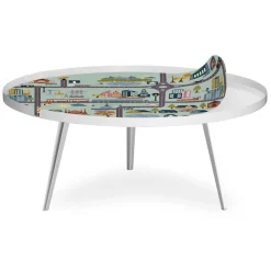 Table basse magnétique ronde à rebord Bipolart Métal Blanc avec 1 Top City