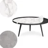 Table basse magnétique ronde à rebord Bipolart Métal Noir avec 2 Tops style Textures