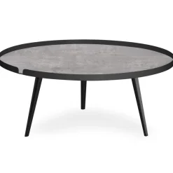 Table basse magnétique ronde à rebord Bipolart Métal Noir avec 2 Tops style Textures