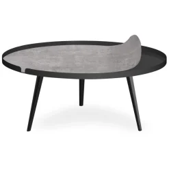 Table basse magnétique ronde à rebord Bipolart Métal Noir avec 2 Tops style Textures