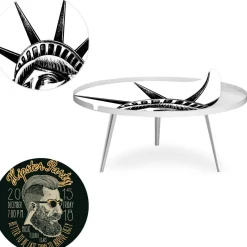 Table basse magnétique ronde à rebord Bipolart Métal Blanc avec 2 Tops style Fun