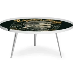 Table basse magnétique ronde à rebord Bipolart Métal Blanc avec 2 Tops style Fun