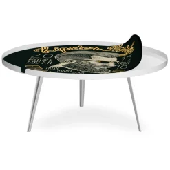 Table basse magnétique ronde à rebord Bipolart Métal Blanc avec 2 Tops style Fun