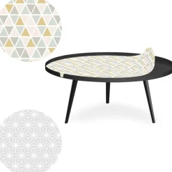 Table basse magnétique ronde à rebord Bipolart Métal Noir avec 2 Tops style Scandinave