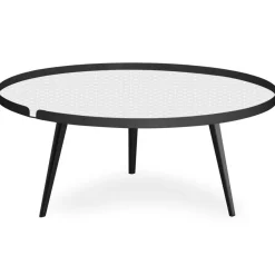 Table basse magnétique ronde à rebord Bipolart Métal Noir avec 2 Tops style Scandinave