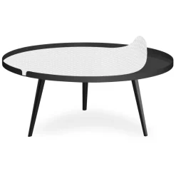 Table basse magnétique ronde à rebord Bipolart Métal Noir avec 2 Tops style Scandinave