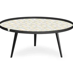 Table basse magnétique ronde à rebord Bipolart Métal Noir avec 2 Tops style Scandinave