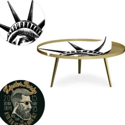 Table basse magnétique ronde à rebord Bipolart Métal Or avec 2 Tops style Fun