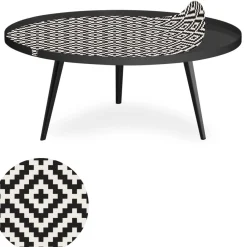 Table basse magnétique ronde à rebord Bipolart Métal Noir avec 1 Top Motif Contraste