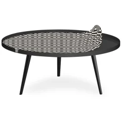 Table basse magnétique ronde à rebord Bipolart Métal Noir avec 1 Top Motif Contraste