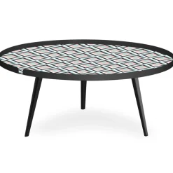 Table basse magnétique ronde à rebord Bipolart Métal Noir avec 1 Top Losanges