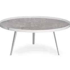 Table basse magnétique ronde à rebord Bipolart Métal Blanc avec 2 Tops style Textures