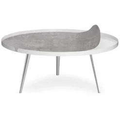 Table basse magnétique ronde à rebord Bipolart Métal Blanc avec 2 Tops style Textures