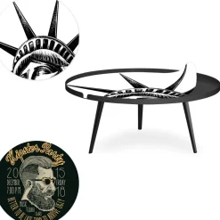 Table basse magnétique ronde à rebord Bipolart Métal Noir avec 2 Tops style Fun