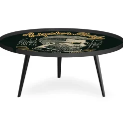 Table basse magnétique ronde à rebord Bipolart Métal Noir avec 2 Tops style Fun