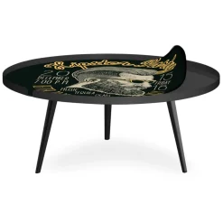 Table basse magnétique ronde à rebord Bipolart Métal Noir avec 2 Tops style Fun