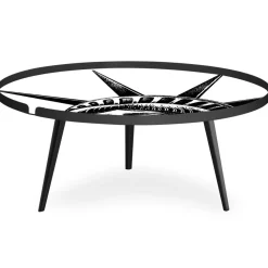 Table basse magnétique ronde à rebord Bipolart Métal Noir avec 2 Tops style Fun