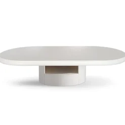 Table basse ovale avec tiroirs Barket Blanc