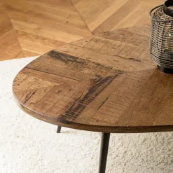 Table basse ovale plateau chevrons KIARA