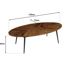 Table basse ovale plateau chevrons KIARA