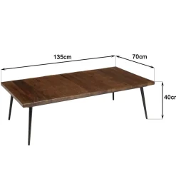 Table basse rectangulaire en bois pieds métal