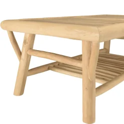 Table basse rectangulaire double plateaux en branches de Teck BORNEO Beige