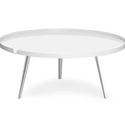 Table basse ronde à rebord Bipolart Métal Blanc