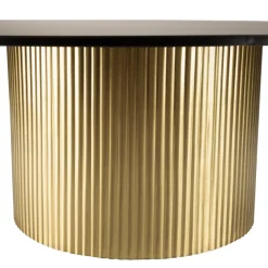 Table basse ronde avec plateau en Fer noir et pied strié Doré JAMES