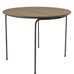 Table basse ronde couleur mocha, pieds métal noir JULIA