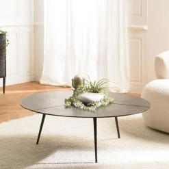 Table basse ronde en Aluminium JAMES Noir mat