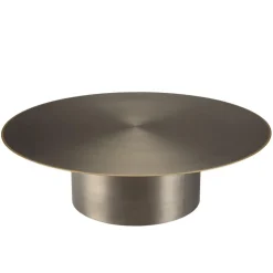 Table basse ronde en Fer Noir et bordure Dorée JAMES D120 cm