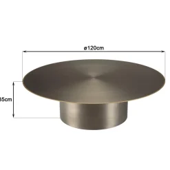 Table basse ronde en Fer Noir et bordure Dorée JAMES D120 cm