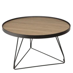 Table basse ronde mocha pieds épingles métal noir JULIA