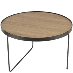 Table basse ronde mocha pieds asymétriques métal noir JULIA