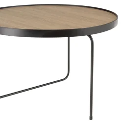 Table basse ronde mocha pieds asymétriques métal noir JULIA